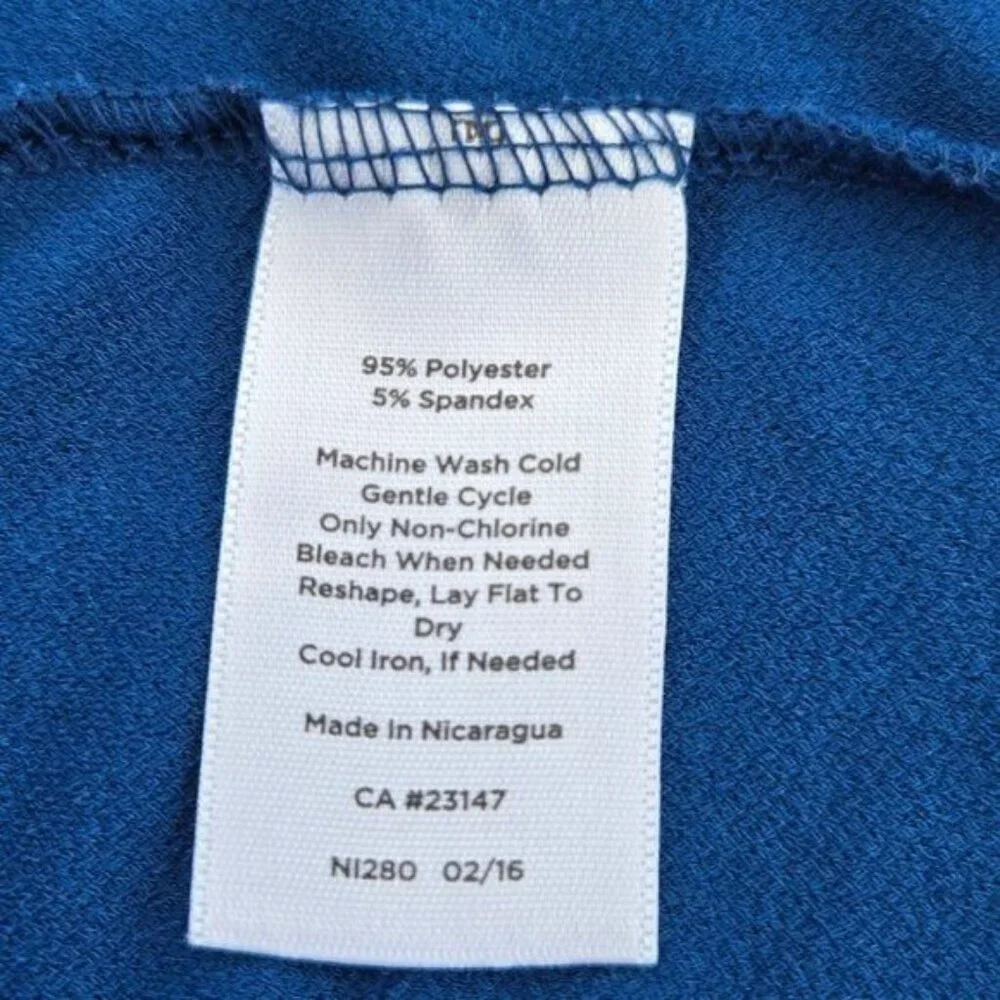 Talbots Womens Blue 3/4 Sleeve Ruched Front Slinky Knit Top Large - Picture 4 of 4